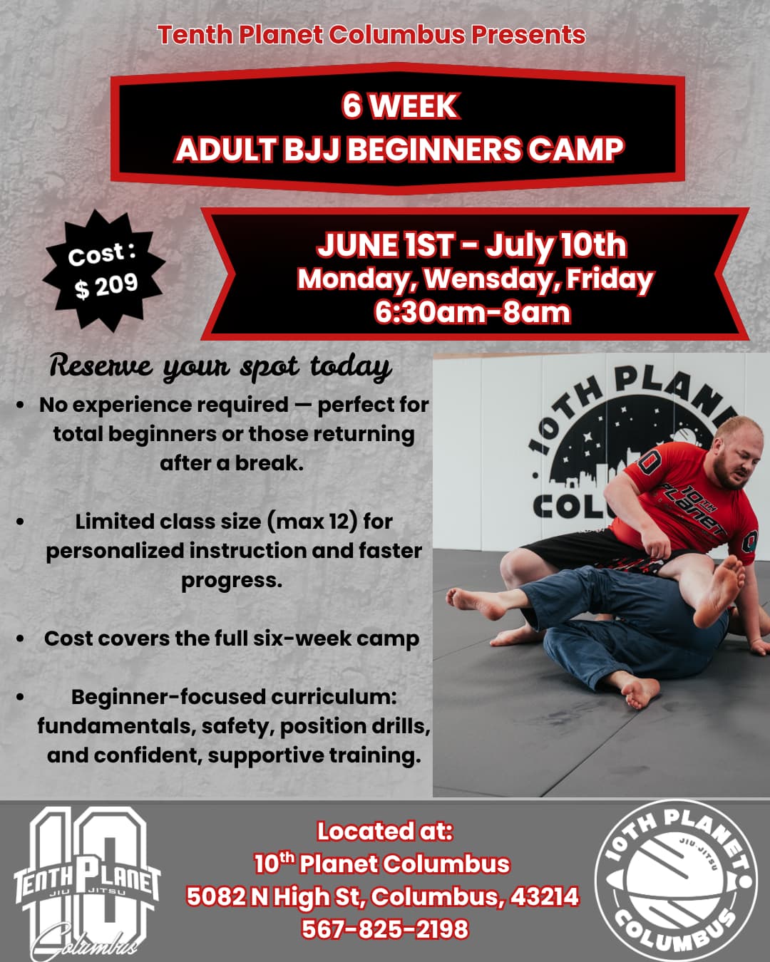 Six-Week Beginner No-Gi Jiu-Jitsu Camp at 10th Planet Columbus.